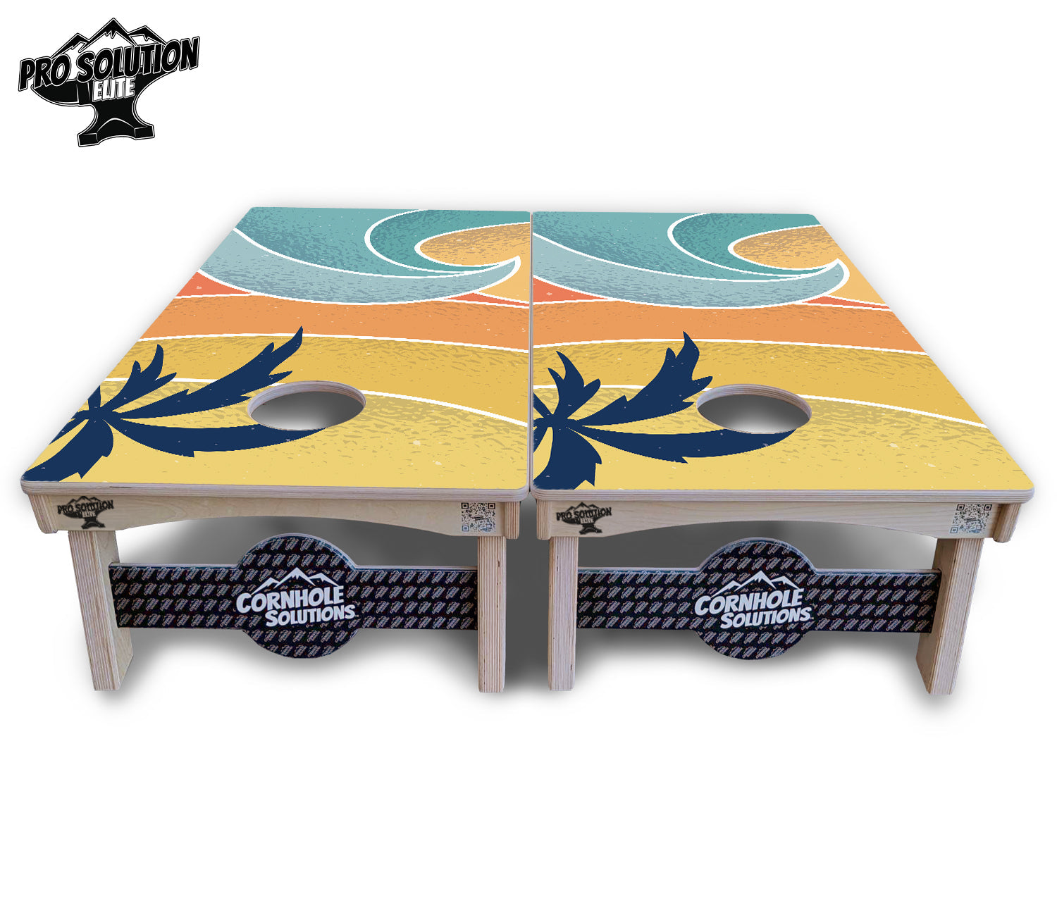 Retro Beach Cornhole Boards - Pro Solution Elite Series