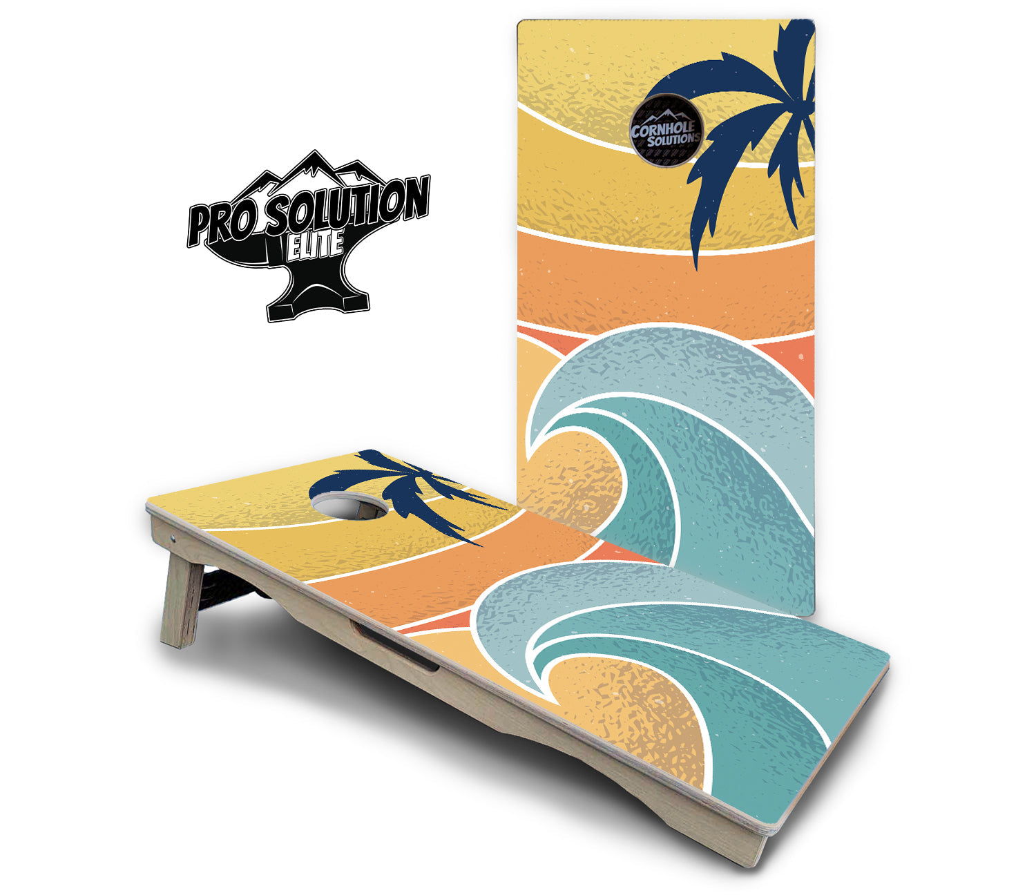 Retro Beach Cornhole Boards - Pro Solution Elite Series