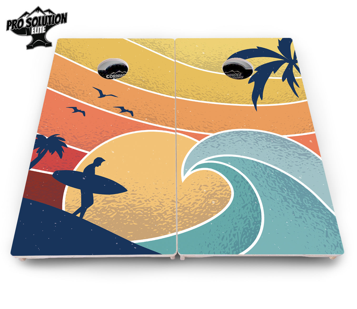 Retro Beach Cornhole Boards - Pro Solution Elite Series
