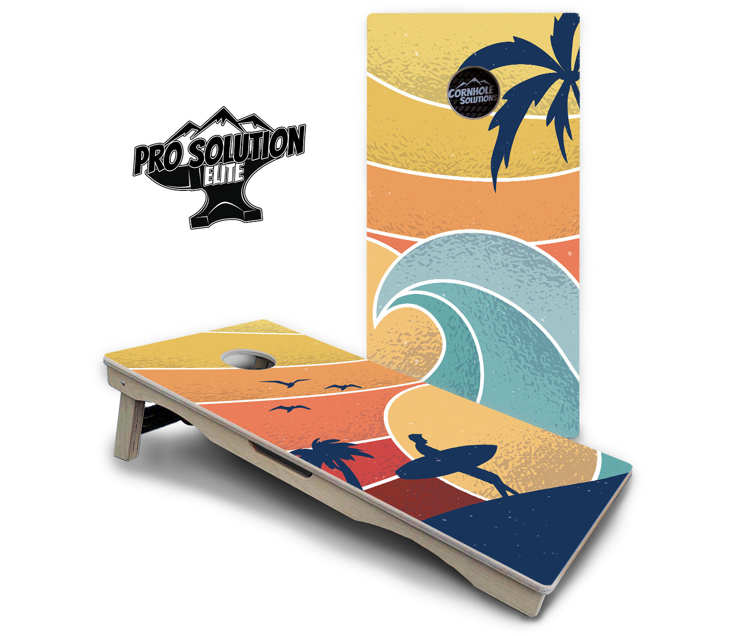 Retro Beach Cornhole Boards - Pro Solution Elite Series