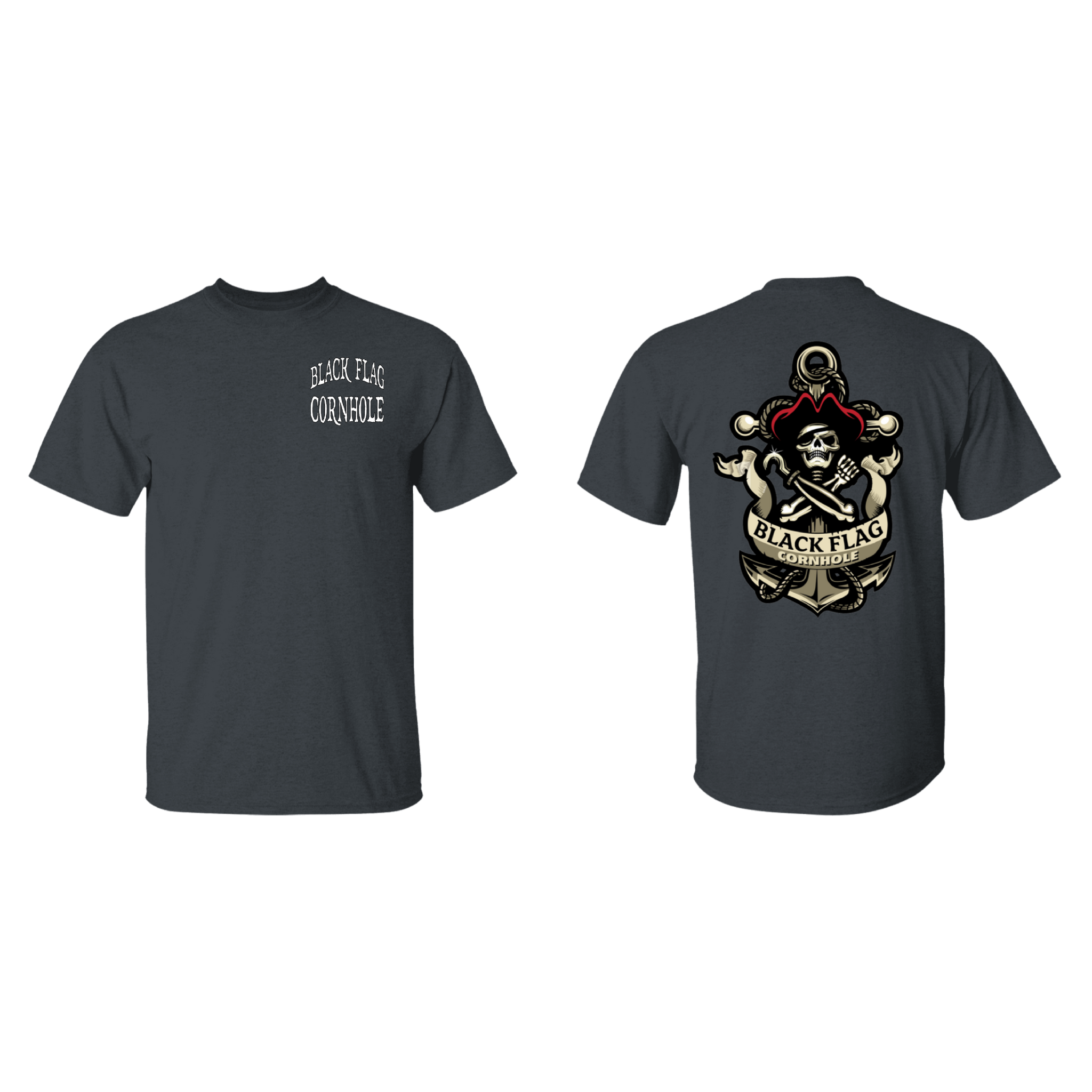 Black Flag Cornhole Text / Logo T-Shirt : Front / Back