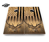 Light Wood Deer & Fish Flag Cornhole Boards - Pro Solution Lite Series