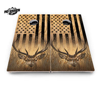 Light Wood Deer & Fish Flag Cornhole Boards - Pro Solution Lite Series