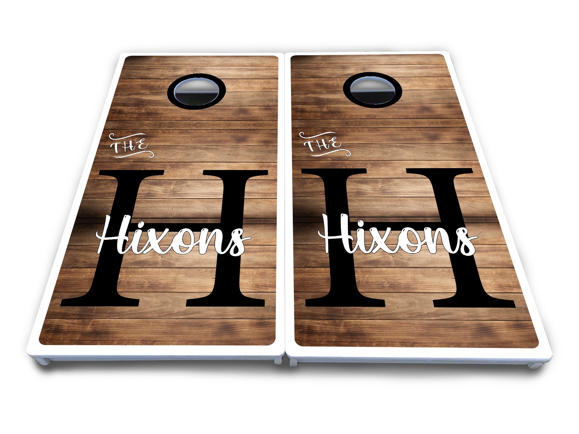 Wood Slat Name Cornhole Boards - All Weather Series