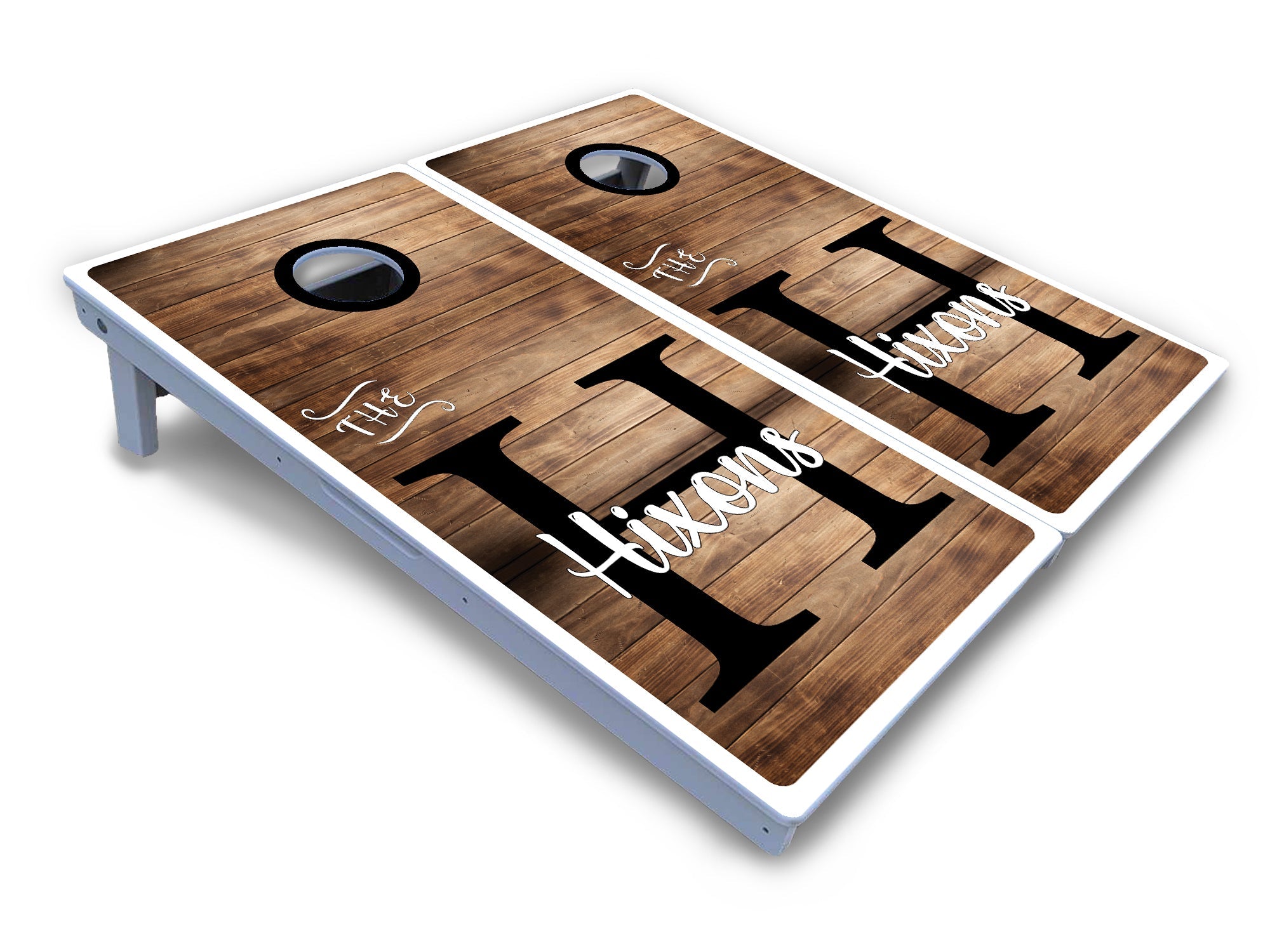 Wood Slat Name Cornhole Boards - All Weather Series