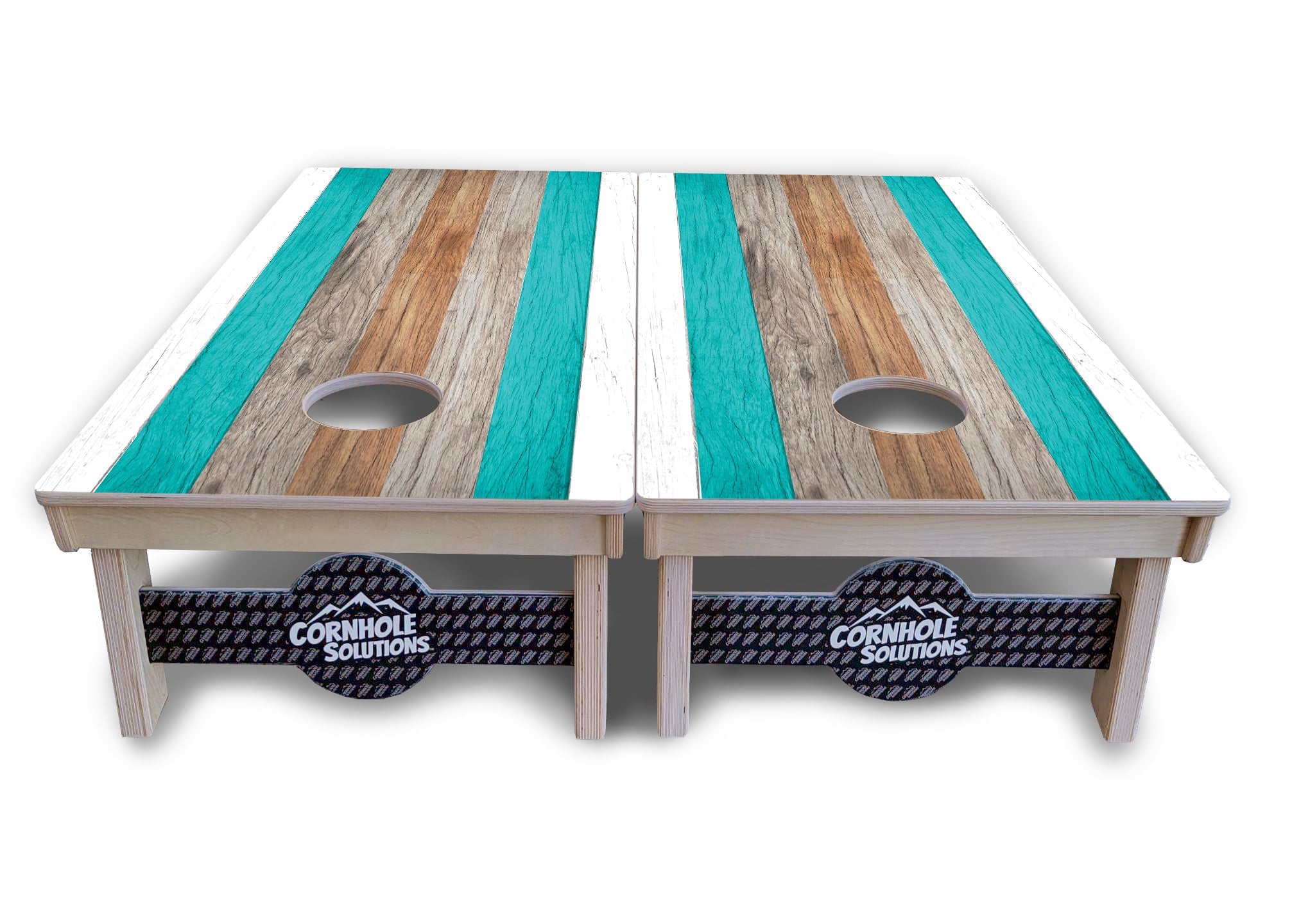 Beach Theme Stripe Cornhole Boards - Professional Tournament Series