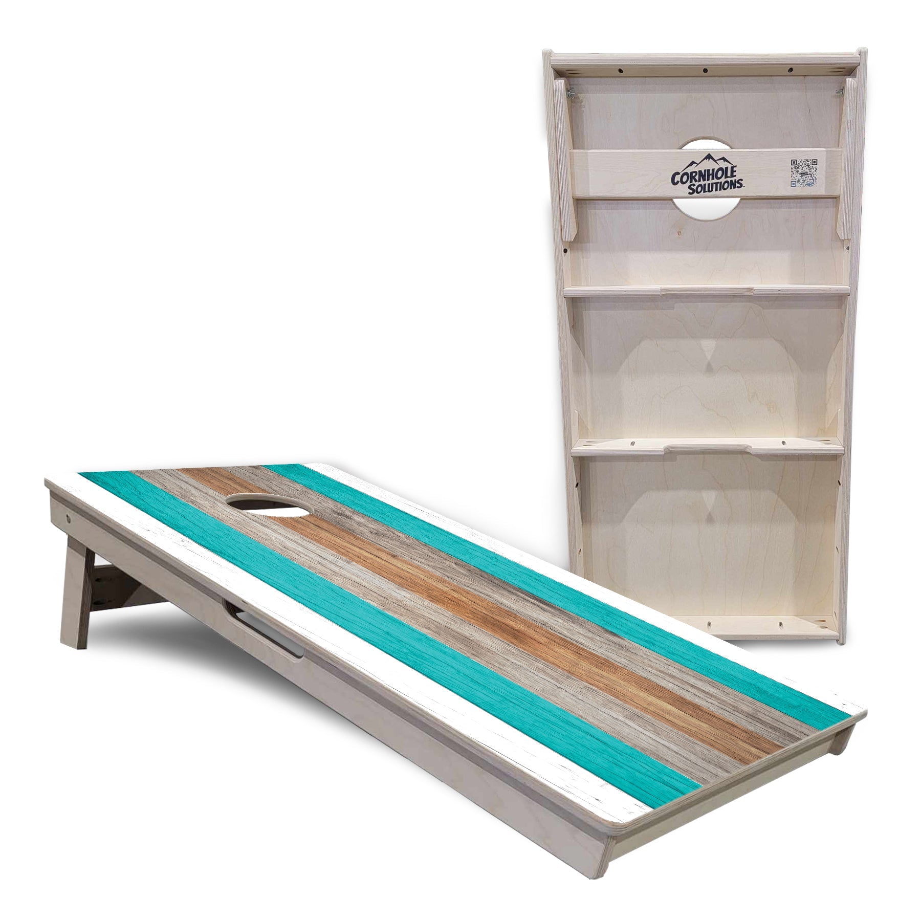 Beach Theme Stripe Cornhole Boards - Professional Tournament Series