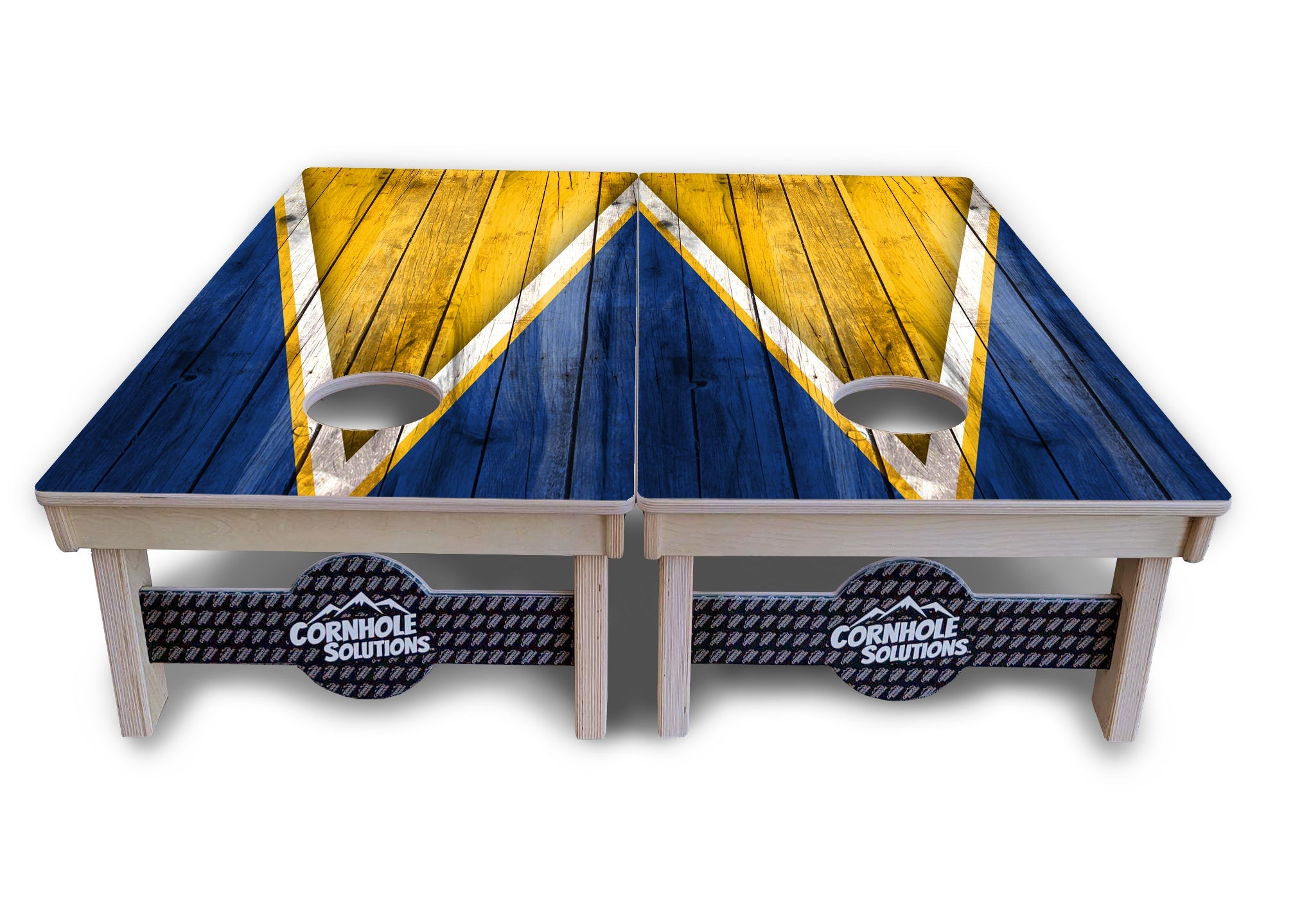 Yellow/Blue Triangle Cornhole Boards - Professional Tournament Series