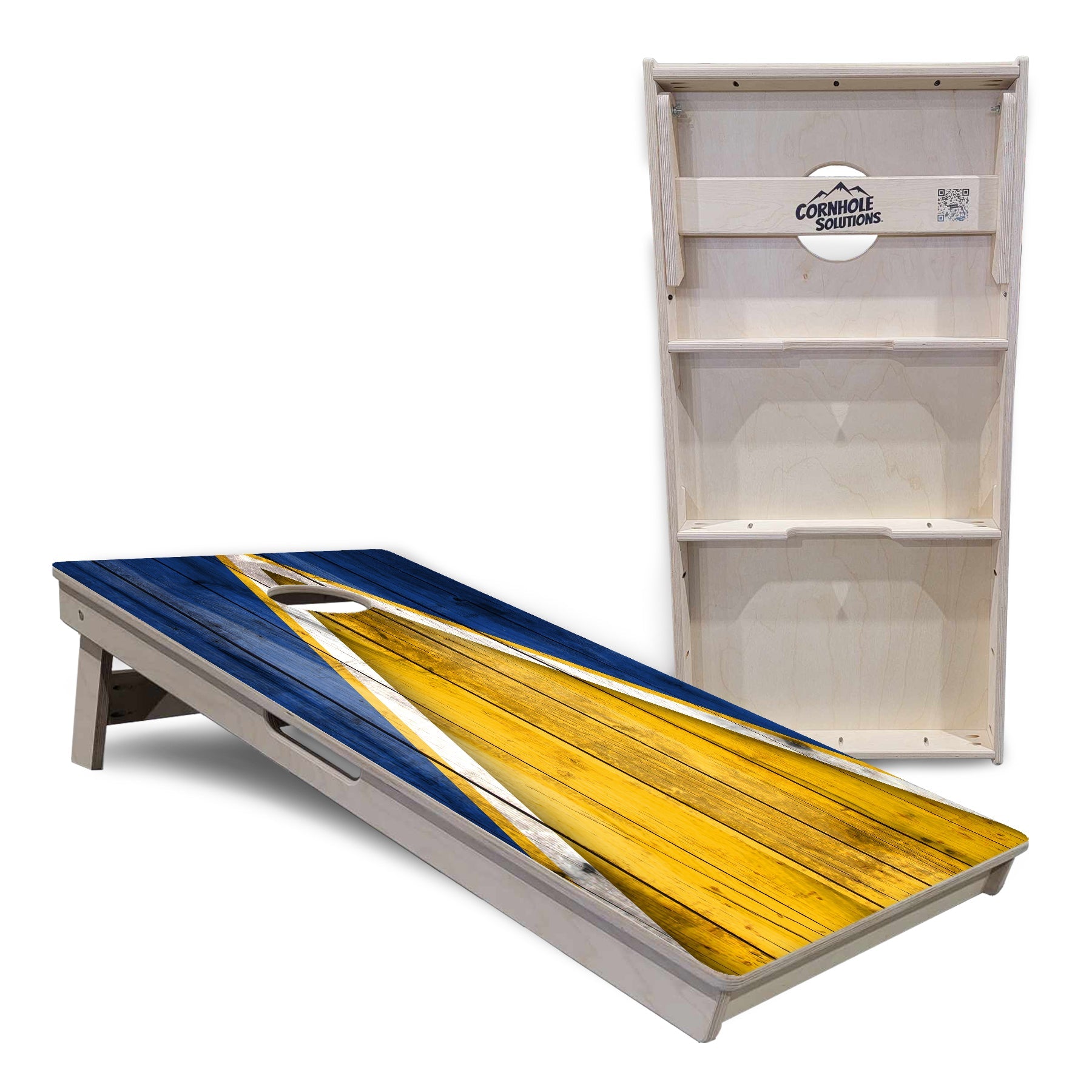 Yellow/Blue Triangle Cornhole Boards - Professional Tournament Series