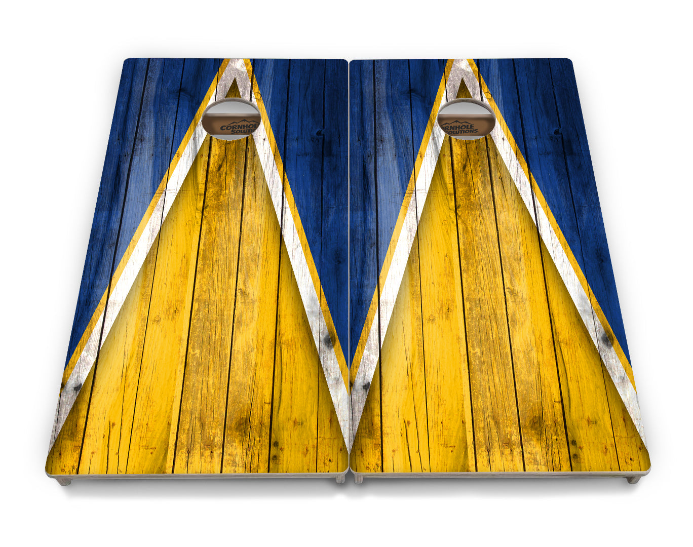 Yellow/Blue Triangle Cornhole Boards - Professional Tournament Series