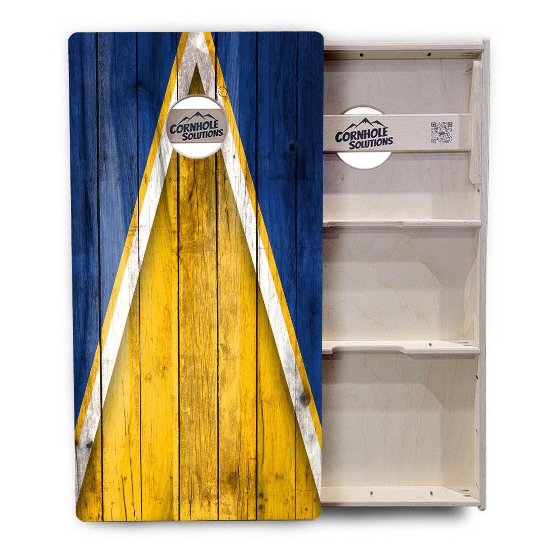 Yellow/Blue Triangle Cornhole Boards - Professional Tournament Series