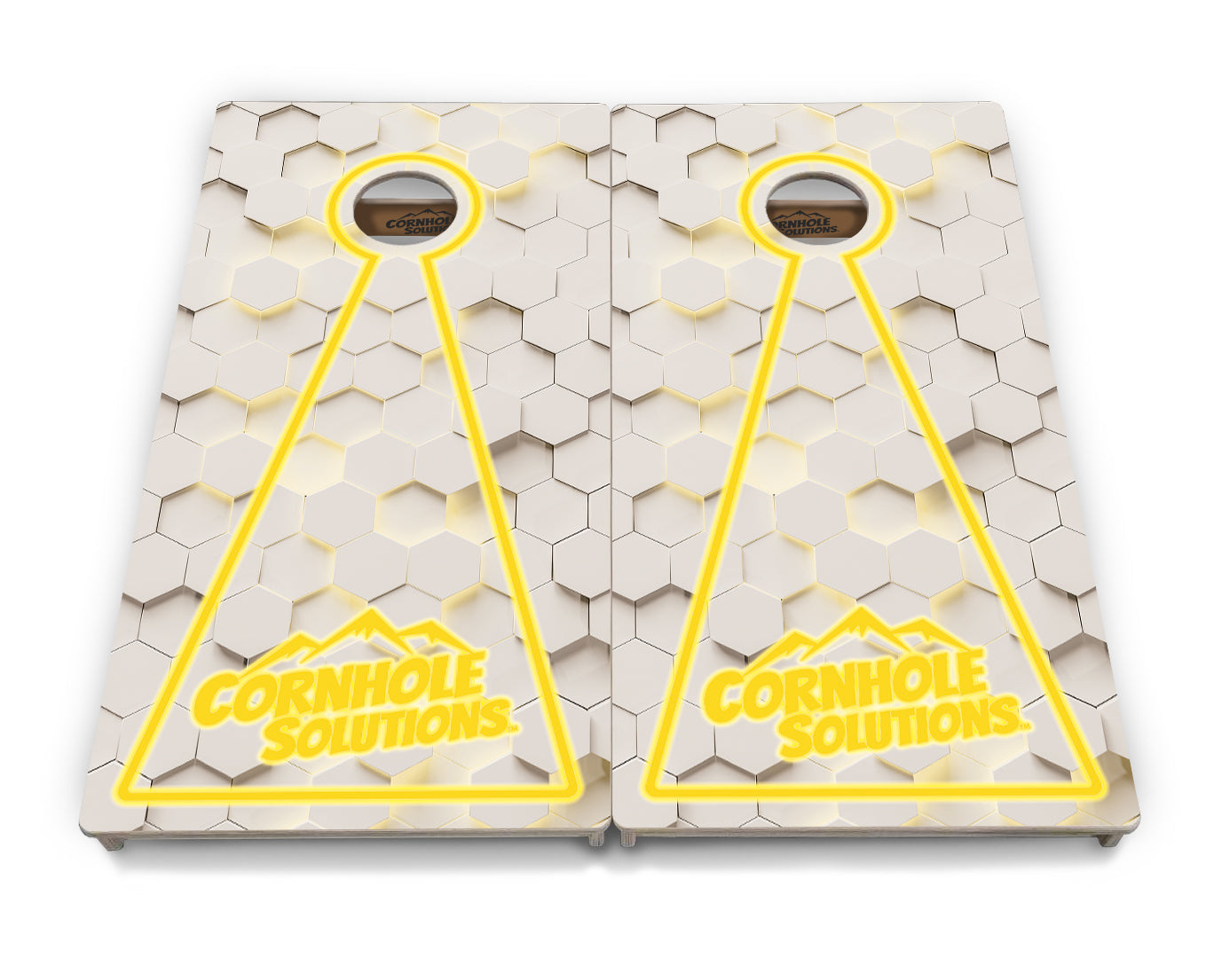 Glow Hole White Background Cornhole Boards - Professional Tournament Series