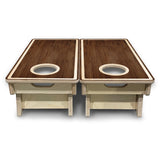 Mini Cornhole Boards - Dark Wood Natural Border