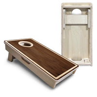 Mini Cornhole Boards - Dark Wood Natural Border
