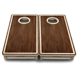Mini Cornhole Boards - Dark Wood Natural Border