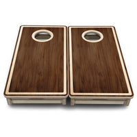 Mini Cornhole Boards - Dark Wood Natural Border