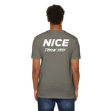 NICE Throw Shop Unisex Tee White Logo – Multiple Colors