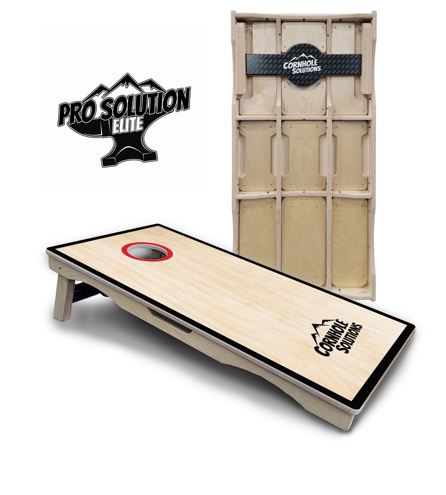 Red/Black Hole Ring Cornhole Boards - Pro Solution Elite Series