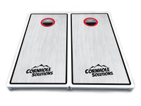 Red/Black Hole Ring Grey Wash Cornhole Boards - All Weather Series