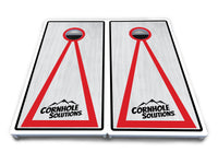 Red/Black Hole Ring Grey Wash Cornhole Boards - All Weather Series