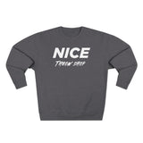 NICE Throw Shop Unisex Crewneck Sweatshirt White Logo – Multiple Colors