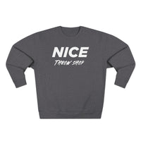 NICE Throw Shop Unisex Crewneck Sweatshirt White Logo – Multiple Colors