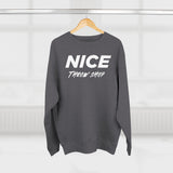 NICE Throw Shop Unisex Crewneck Sweatshirt White Logo – Multiple Colors