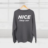 NICE Throw Shop Unisex Crewneck Sweatshirt White Logo – Multiple Colors