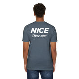 NICE Throw Shop Unisex Tee White Logo – Multiple Colors