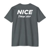 NICE Throw Shop Unisex Tee White Logo – Multiple Colors