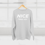 NICE Throw Shop Unisex Crewneck Sweatshirt White Logo – Multiple Colors