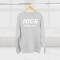 NICE Throw Shop Unisex Crewneck Sweatshirt White Logo – Multiple Colors