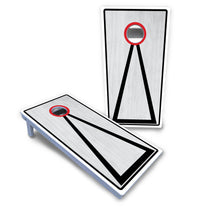 Red/Black Hole Ring Grey Wash Cornhole Boards - All Weather Series