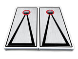 Red/Black Hole Ring Grey Wash Cornhole Boards - All Weather Series