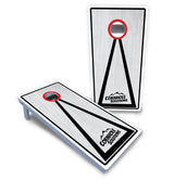 Red/Black Hole Ring Grey Wash Cornhole Boards - All Weather Series