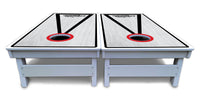 Red/Black Hole Ring Grey Wash Cornhole Boards - All Weather Series