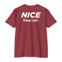 NICE Throw Shop Unisex Tee White Logo – Multiple Colors
