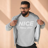 NICE Throw Shop Unisex Crewneck Sweatshirt White Logo – Multiple Colors