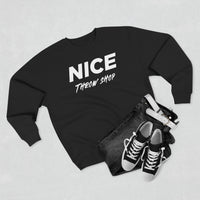 NICE Throw Shop Unisex Crewneck Sweatshirt White Logo – Multiple Colors