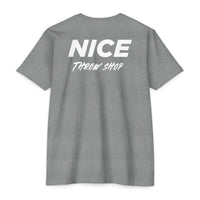 NICE Throw Shop Unisex Tee White Logo – Multiple Colors