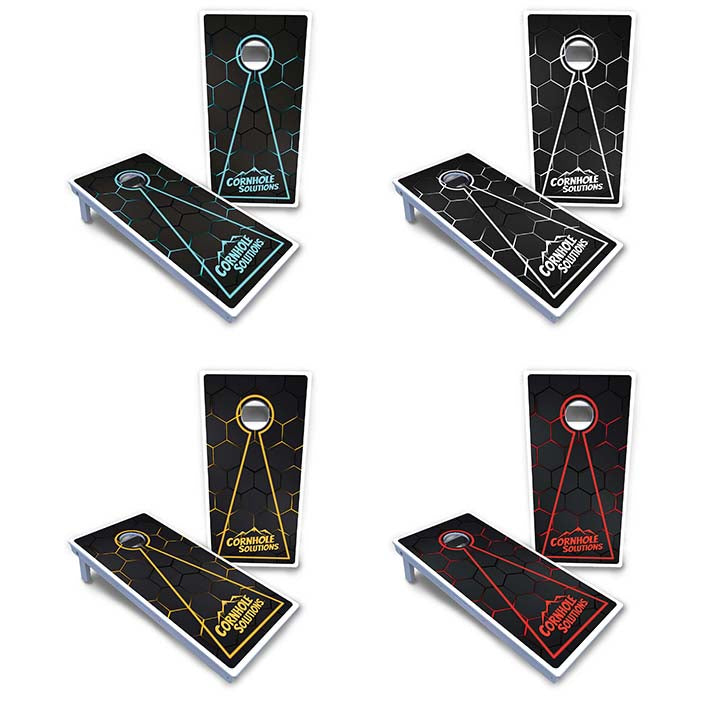 Glow Hole Black Cornhole Boards - All Weather Series