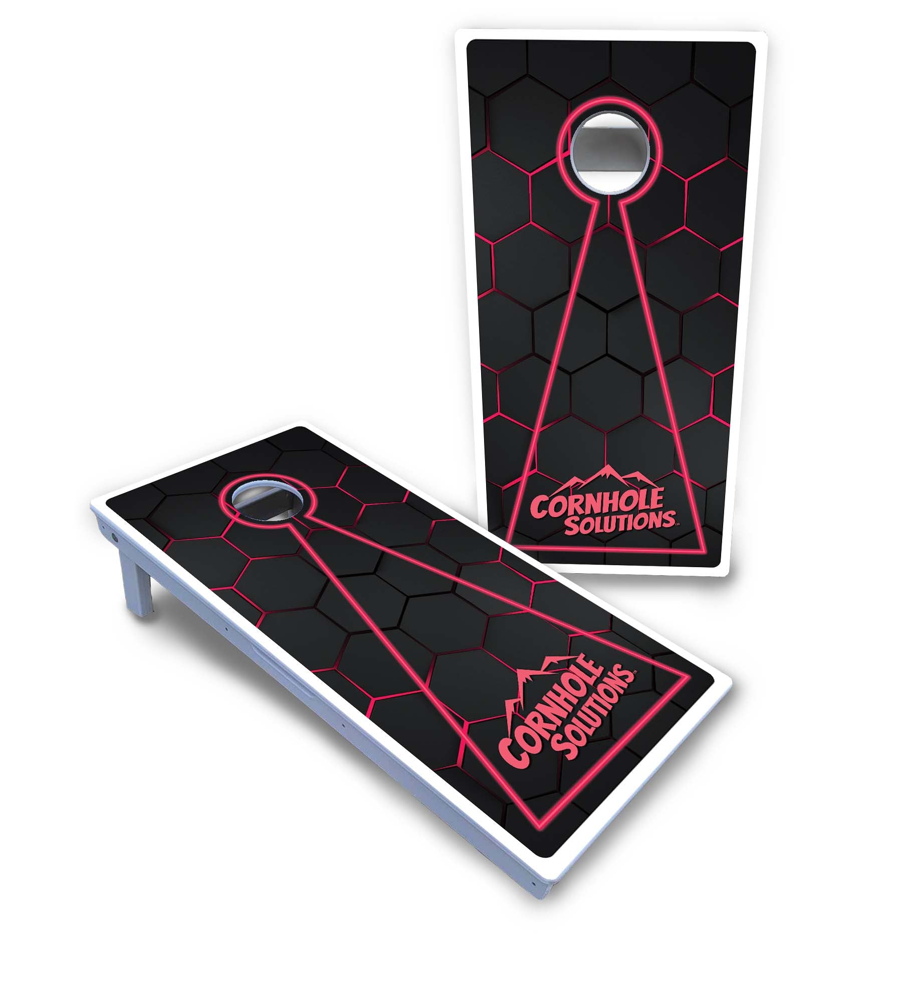 Glow Hole Black Cornhole Boards - All Weather Series