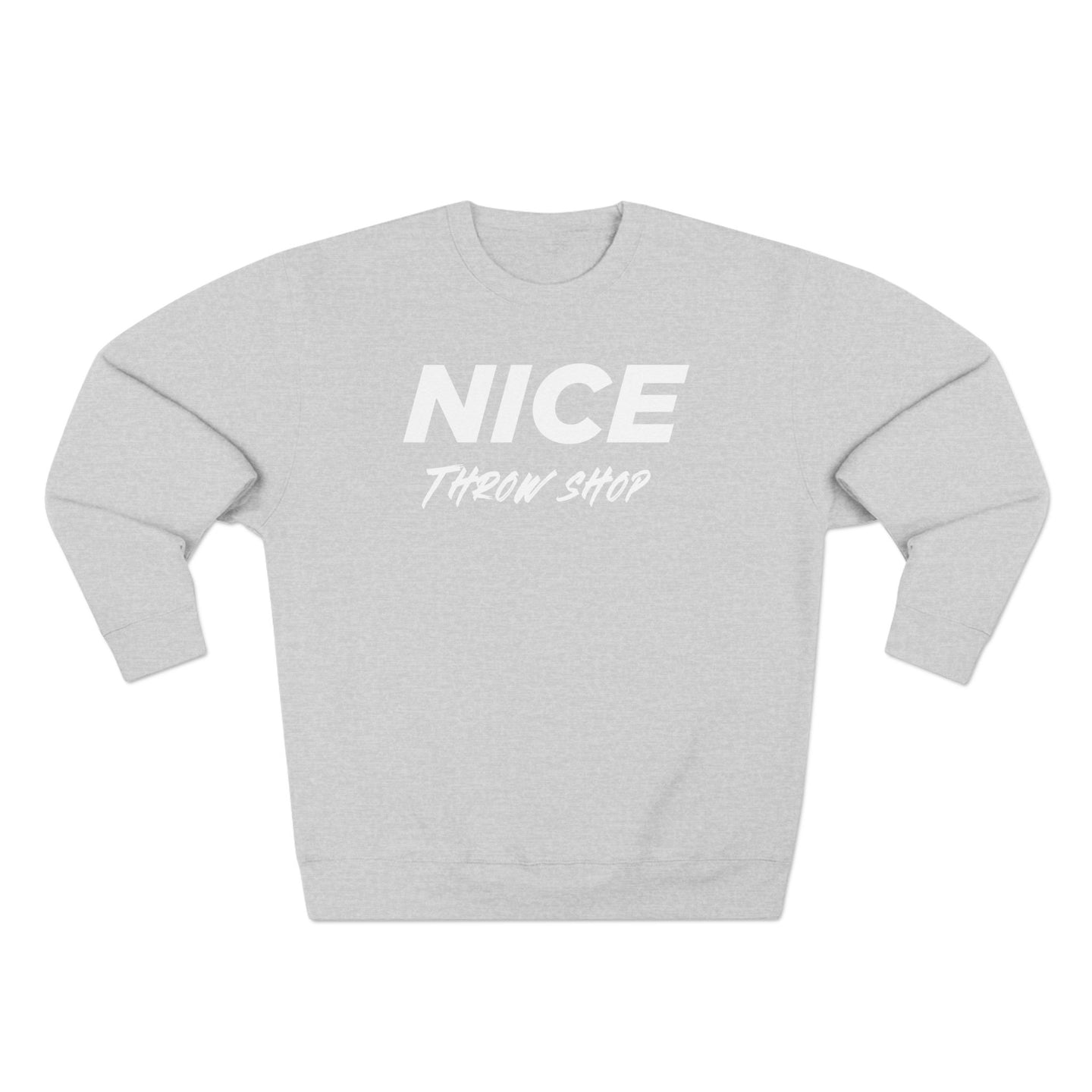 NICE Throw Shop Unisex Crewneck Sweatshirt White Logo – Multiple Colors