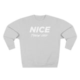 NICE Throw Shop Unisex Crewneck Sweatshirt White Logo – Multiple Colors