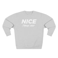 NICE Throw Shop Unisex Crewneck Sweatshirt White Logo – Multiple Colors