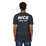 NICE Throw Shop Unisex Tee White Logo – Multiple Colors