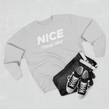 NICE Throw Shop Unisex Crewneck Sweatshirt White Logo – Multiple Colors