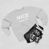 NICE Throw Shop Unisex Crewneck Sweatshirt White Logo – Multiple Colors
