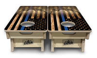 Mini Cornhole Boards - Blue & Red Line Deer & Fish Flag