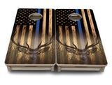 Mini Cornhole Boards - Blue & Red Line Deer & Fish Flag